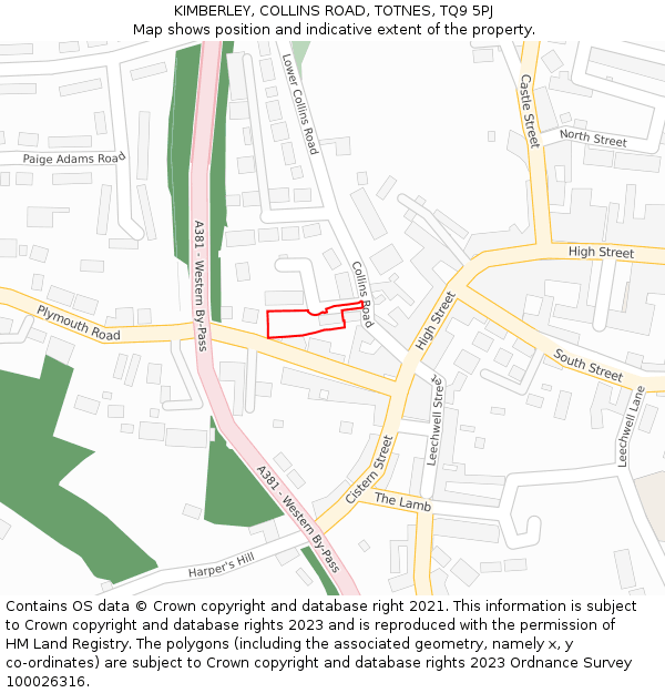 KIMBERLEY, COLLINS ROAD, TOTNES, TQ9 5PJ: Location map and indicative extent of plot