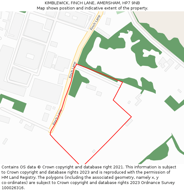KIMBLEWICK, FINCH LANE, AMERSHAM, HP7 9NB: Location map and indicative extent of plot