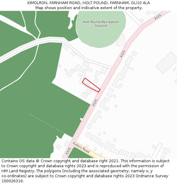 KIMOLRON, FARNHAM ROAD, HOLT POUND, FARNHAM, GU10 4LA: Location map and indicative extent of plot