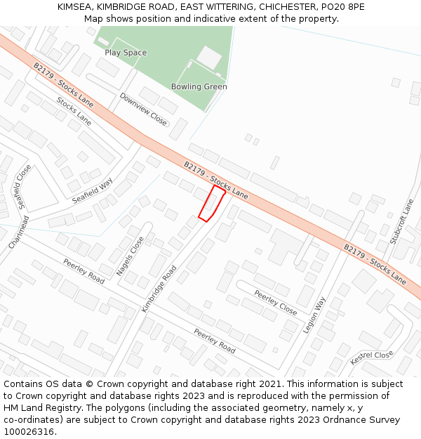 KIMSEA, KIMBRIDGE ROAD, EAST WITTERING, CHICHESTER, PO20 8PE: Location map and indicative extent of plot