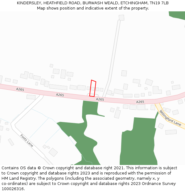 KINDERSLEY, HEATHFIELD ROAD, BURWASH WEALD, ETCHINGHAM, TN19 7LB: Location map and indicative extent of plot