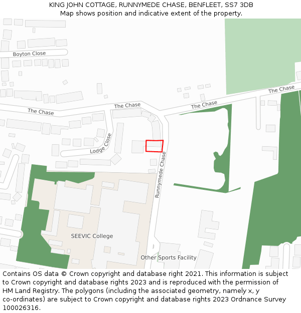 KING JOHN COTTAGE, RUNNYMEDE CHASE, BENFLEET, SS7 3DB: Location map and indicative extent of plot