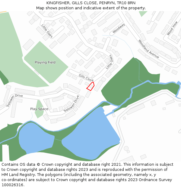 KINGFISHER, GILLS CLOSE, PENRYN, TR10 8RN: Location map and indicative extent of plot