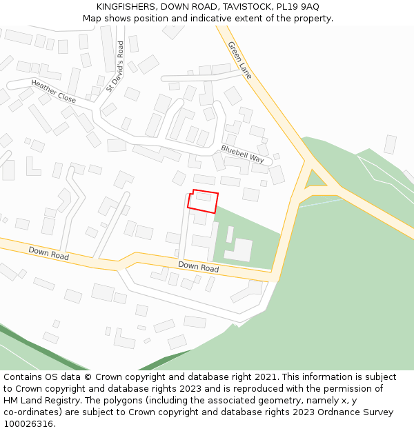 KINGFISHERS, DOWN ROAD, TAVISTOCK, PL19 9AQ: Location map and indicative extent of plot