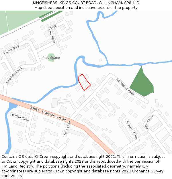 KINGFISHERS, KINGS COURT ROAD, GILLINGHAM, SP8 4LD: Location map and indicative extent of plot