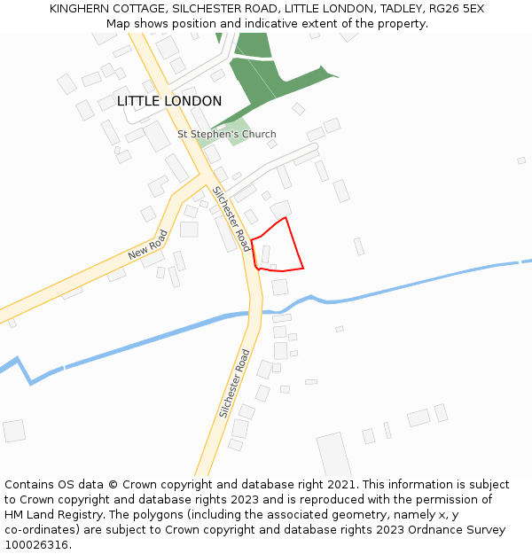 KINGHERN COTTAGE, SILCHESTER ROAD, LITTLE LONDON, TADLEY, RG26 5EX: Location map and indicative extent of plot