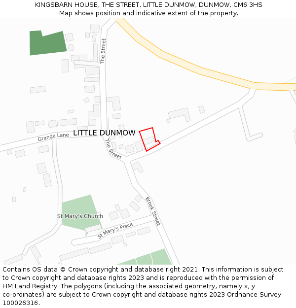 KINGSBARN HOUSE, THE STREET, LITTLE DUNMOW, DUNMOW, CM6 3HS: Location map and indicative extent of plot