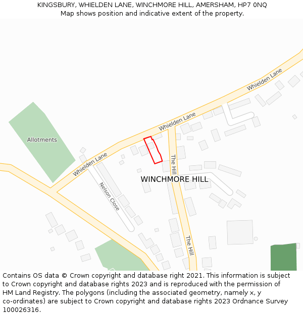 KINGSBURY, WHIELDEN LANE, WINCHMORE HILL, AMERSHAM, HP7 0NQ: Location map and indicative extent of plot