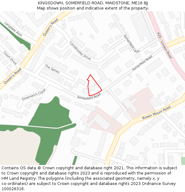 KINGSDOWN, SOMERFIELD ROAD, MAIDSTONE, ME16 8JJ: Location map and indicative extent of plot