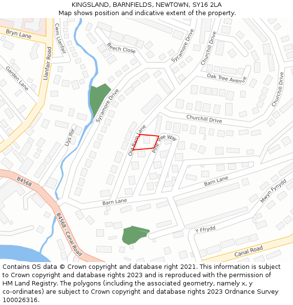 KINGSLAND, BARNFIELDS, NEWTOWN, SY16 2LA: Location map and indicative extent of plot