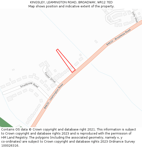 KINGSLEY, LEAMINGTON ROAD, BROADWAY, WR12 7ED: Location map and indicative extent of plot