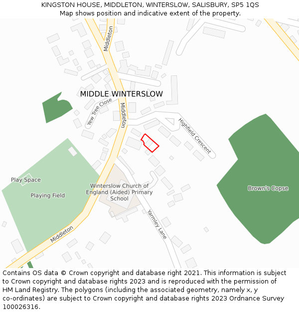KINGSTON HOUSE, MIDDLETON, WINTERSLOW, SALISBURY, SP5 1QS: Location map and indicative extent of plot