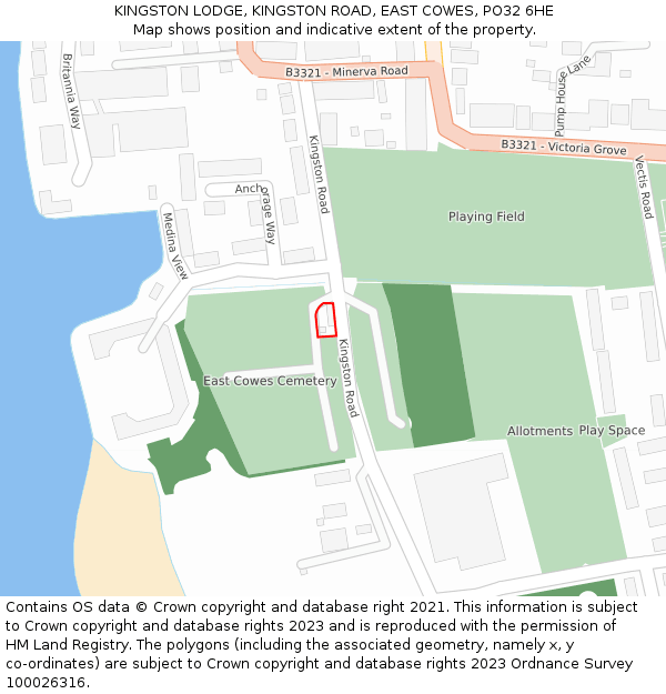 KINGSTON LODGE, KINGSTON ROAD, EAST COWES, PO32 6HE: Location map and indicative extent of plot