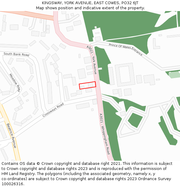 KINGSWAY, YORK AVENUE, EAST COWES, PO32 6JT: Location map and indicative extent of plot