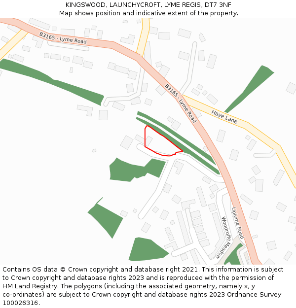 KINGSWOOD, LAUNCHYCROFT, LYME REGIS, DT7 3NF: Location map and indicative extent of plot