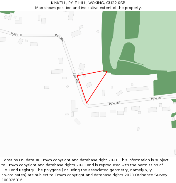 KINKELL, PYLE HILL, WOKING, GU22 0SR: Location map and indicative extent of plot