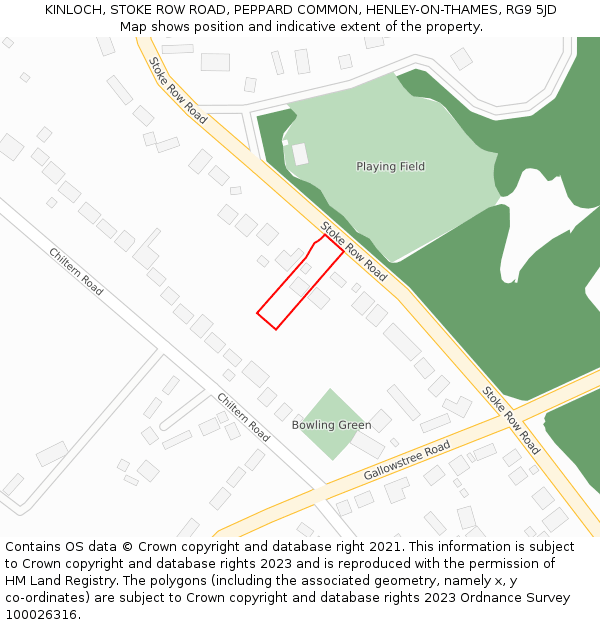 KINLOCH, STOKE ROW ROAD, PEPPARD COMMON, HENLEY-ON-THAMES, RG9 5JD: Location map and indicative extent of plot