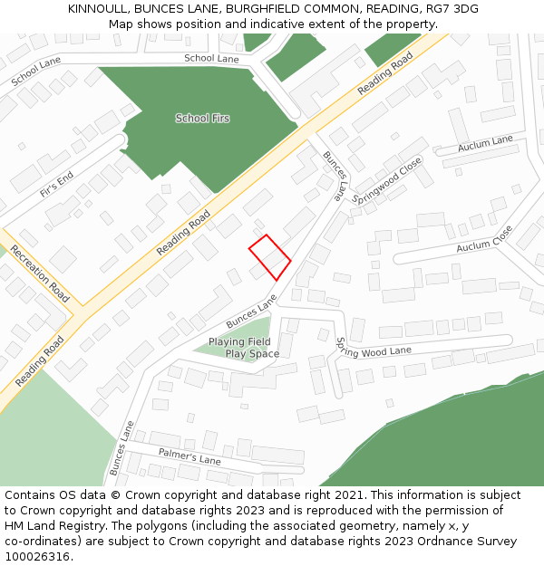 KINNOULL, BUNCES LANE, BURGHFIELD COMMON, READING, RG7 3DG: Location map and indicative extent of plot