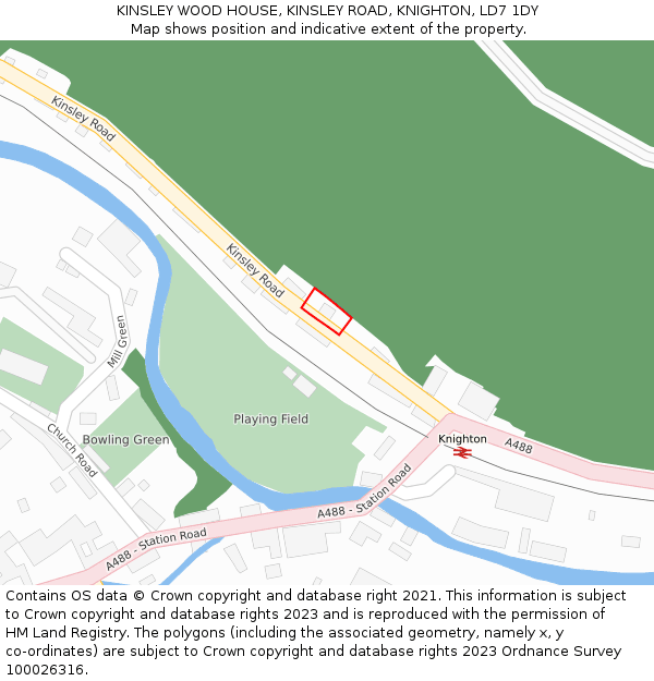 KINSLEY WOOD HOUSE, KINSLEY ROAD, KNIGHTON, LD7 1DY: Location map and indicative extent of plot