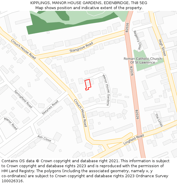 KIPPLINGS, MANOR HOUSE GARDENS, EDENBRIDGE, TN8 5EG: Location map and indicative extent of plot