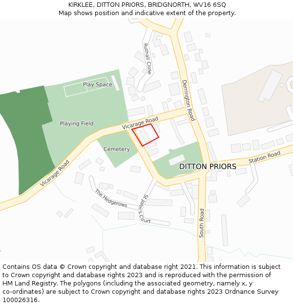 KIRKLEE, DITTON PRIORS, BRIDGNORTH, WV16 6SQ: Location map and indicative extent of plot