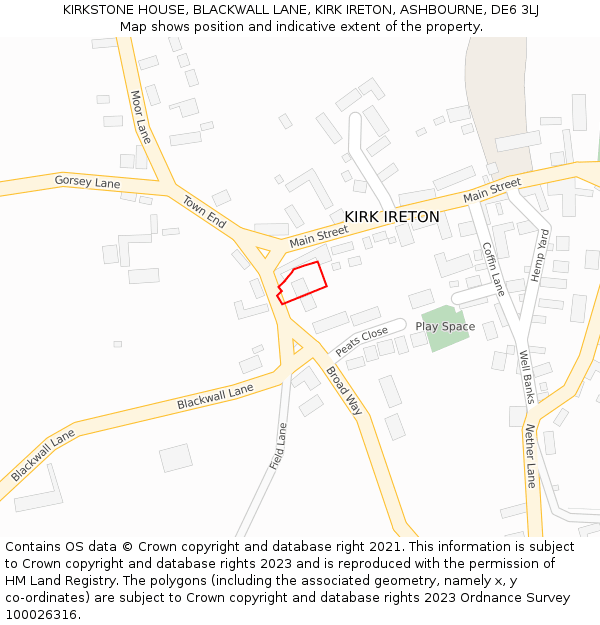 KIRKSTONE HOUSE, BLACKWALL LANE, KIRK IRETON, ASHBOURNE, DE6 3LJ: Location map and indicative extent of plot