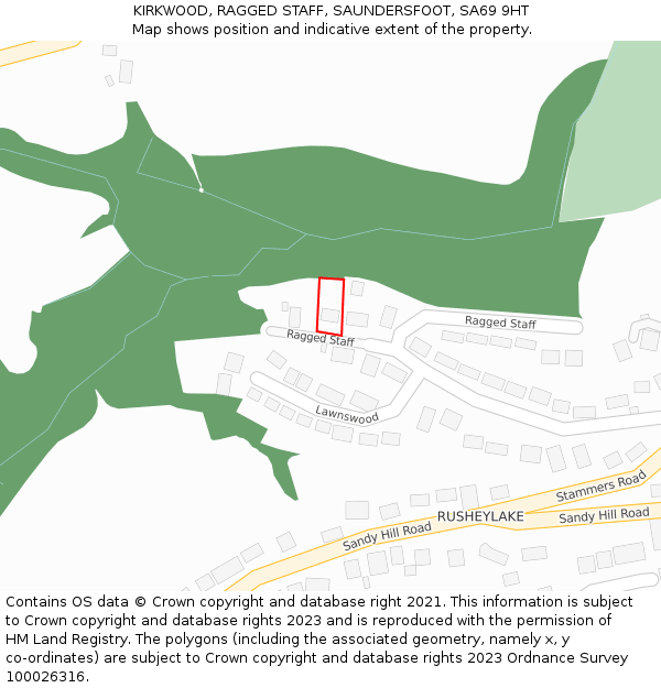 KIRKWOOD, RAGGED STAFF, SAUNDERSFOOT, SA69 9HT: Location map and indicative extent of plot