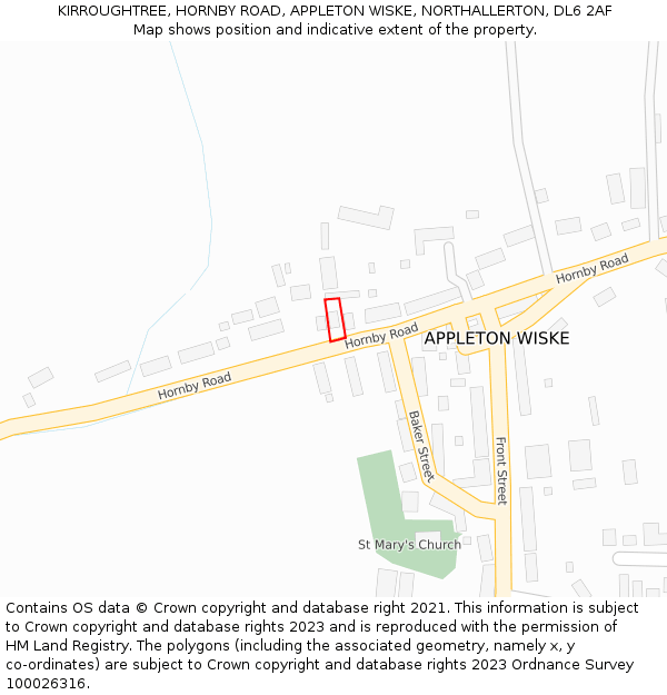 KIRROUGHTREE, HORNBY ROAD, APPLETON WISKE, NORTHALLERTON, DL6 2AF: Location map and indicative extent of plot