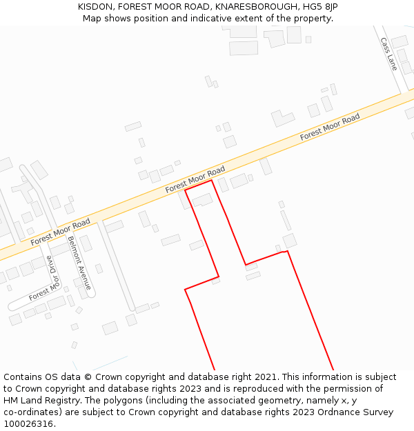 KISDON, FOREST MOOR ROAD, KNARESBOROUGH, HG5 8JP: Location map and indicative extent of plot