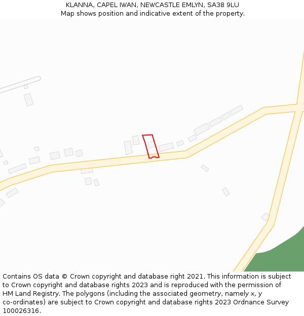 KLANNA, CAPEL IWAN, NEWCASTLE EMLYN, SA38 9LU: Location map and indicative extent of plot