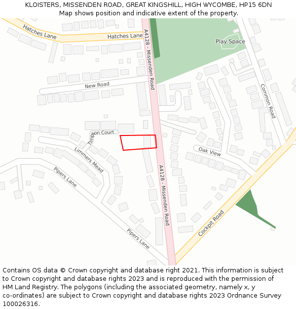 KLOISTERS, MISSENDEN ROAD, GREAT KINGSHILL, HIGH WYCOMBE, HP15 6DN: Location map and indicative extent of plot