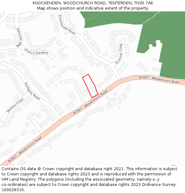 KNOCKENDEN, WOODCHURCH ROAD, TENTERDEN, TN30 7AE: Location map and indicative extent of plot