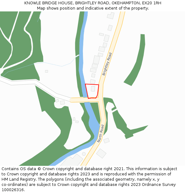 KNOWLE BRIDGE HOUSE, BRIGHTLEY ROAD, OKEHAMPTON, EX20 1RH: Location map and indicative extent of plot