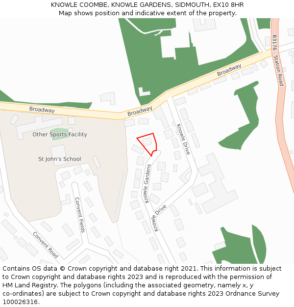 KNOWLE COOMBE, KNOWLE GARDENS, SIDMOUTH, EX10 8HR: Location map and indicative extent of plot
