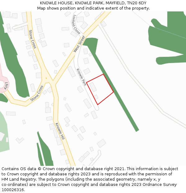 KNOWLE HOUSE, KNOWLE PARK, MAYFIELD, TN20 6DY: Location map and indicative extent of plot