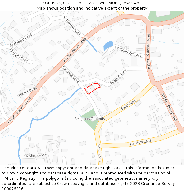 KOHINUR, GUILDHALL LANE, WEDMORE, BS28 4AH: Location map and indicative extent of plot