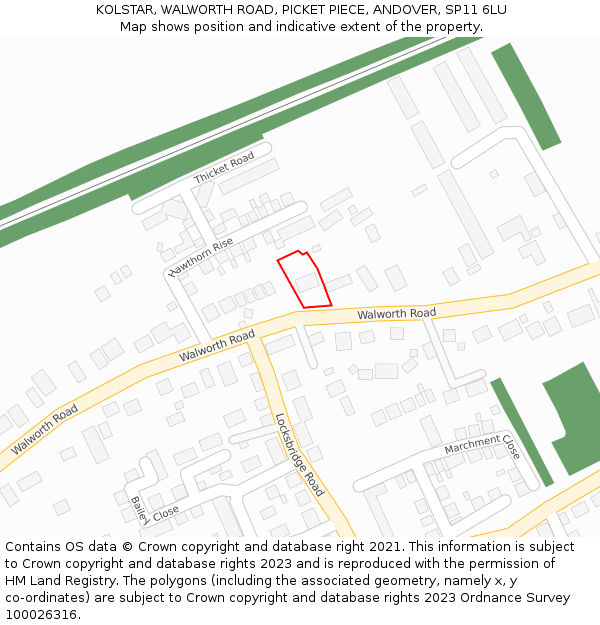 KOLSTAR, WALWORTH ROAD, PICKET PIECE, ANDOVER, SP11 6LU: Location map and indicative extent of plot