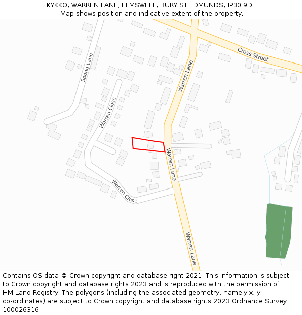 KYKKO, WARREN LANE, ELMSWELL, BURY ST EDMUNDS, IP30 9DT: Location map and indicative extent of plot