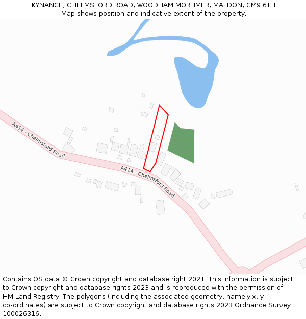KYNANCE, CHELMSFORD ROAD, WOODHAM MORTIMER, MALDON, CM9 6TH: Location map and indicative extent of plot