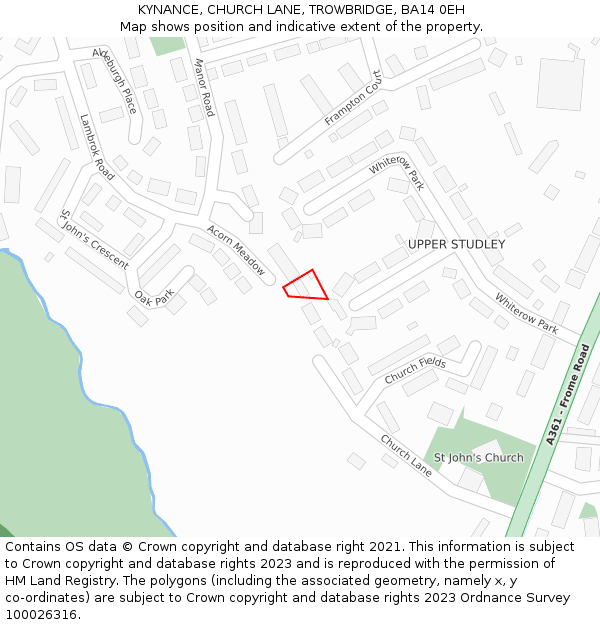 KYNANCE, CHURCH LANE, TROWBRIDGE, BA14 0EH: Location map and indicative extent of plot