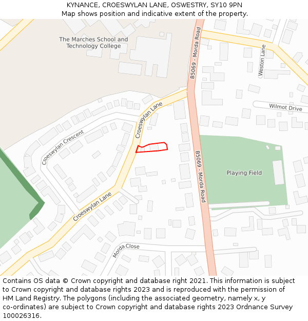 KYNANCE, CROESWYLAN LANE, OSWESTRY, SY10 9PN: Location map and indicative extent of plot