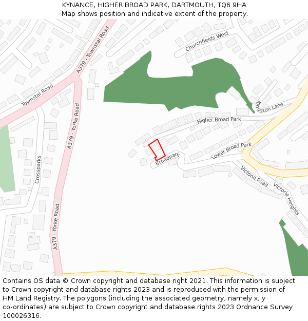 KYNANCE, HIGHER BROAD PARK, DARTMOUTH, TQ6 9HA: Location map and indicative extent of plot