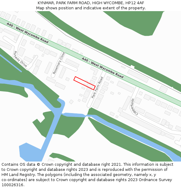 KYNMAR, PARK FARM ROAD, HIGH WYCOMBE, HP12 4AF: Location map and indicative extent of plot