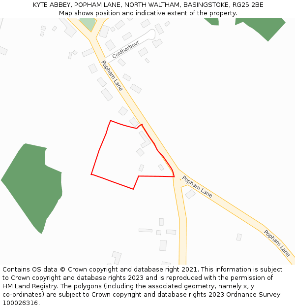 KYTE ABBEY, POPHAM LANE, NORTH WALTHAM, BASINGSTOKE, RG25 2BE: Location map and indicative extent of plot