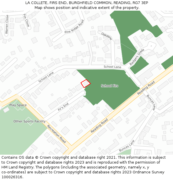 LA COLLETE, FIRS END, BURGHFIELD COMMON, READING, RG7 3EP: Location map and indicative extent of plot