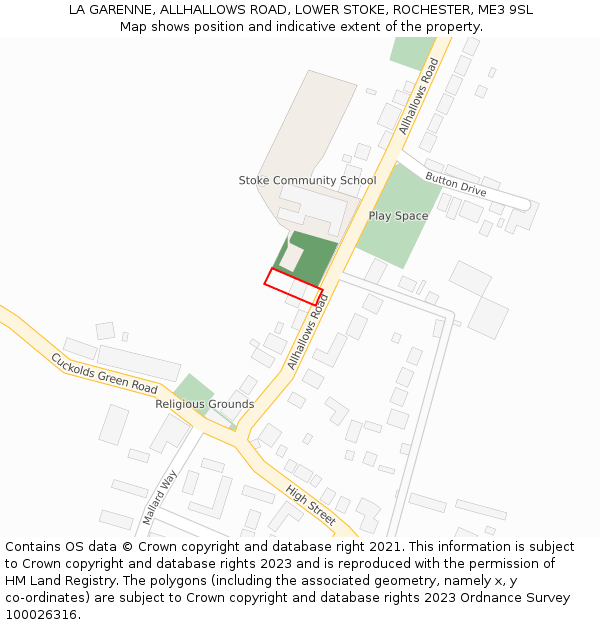 LA GARENNE, ALLHALLOWS ROAD, LOWER STOKE, ROCHESTER, ME3 9SL: Location map and indicative extent of plot