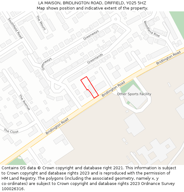 LA MAISON, BRIDLINGTON ROAD, DRIFFIELD, YO25 5HZ: Location map and indicative extent of plot