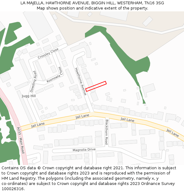 LA MAJELLA, HAWTHORNE AVENUE, BIGGIN HILL, WESTERHAM, TN16 3SG: Location map and indicative extent of plot