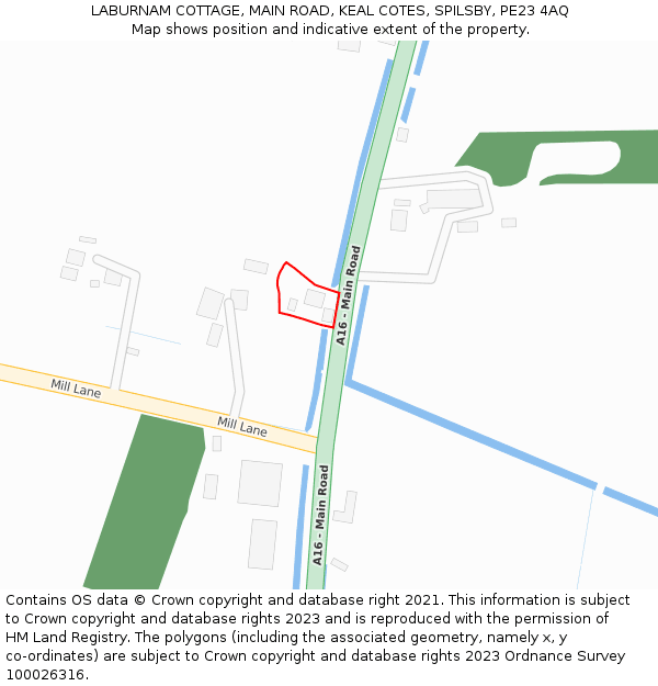 LABURNAM COTTAGE, MAIN ROAD, KEAL COTES, SPILSBY, PE23 4AQ: Location map and indicative extent of plot