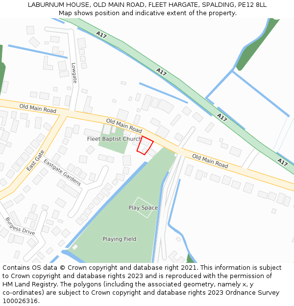 LABURNUM HOUSE, OLD MAIN ROAD, FLEET HARGATE, SPALDING, PE12 8LL: Location map and indicative extent of plot